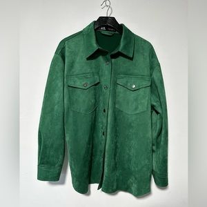 Zara Kelly green ultra suede oversized shacket